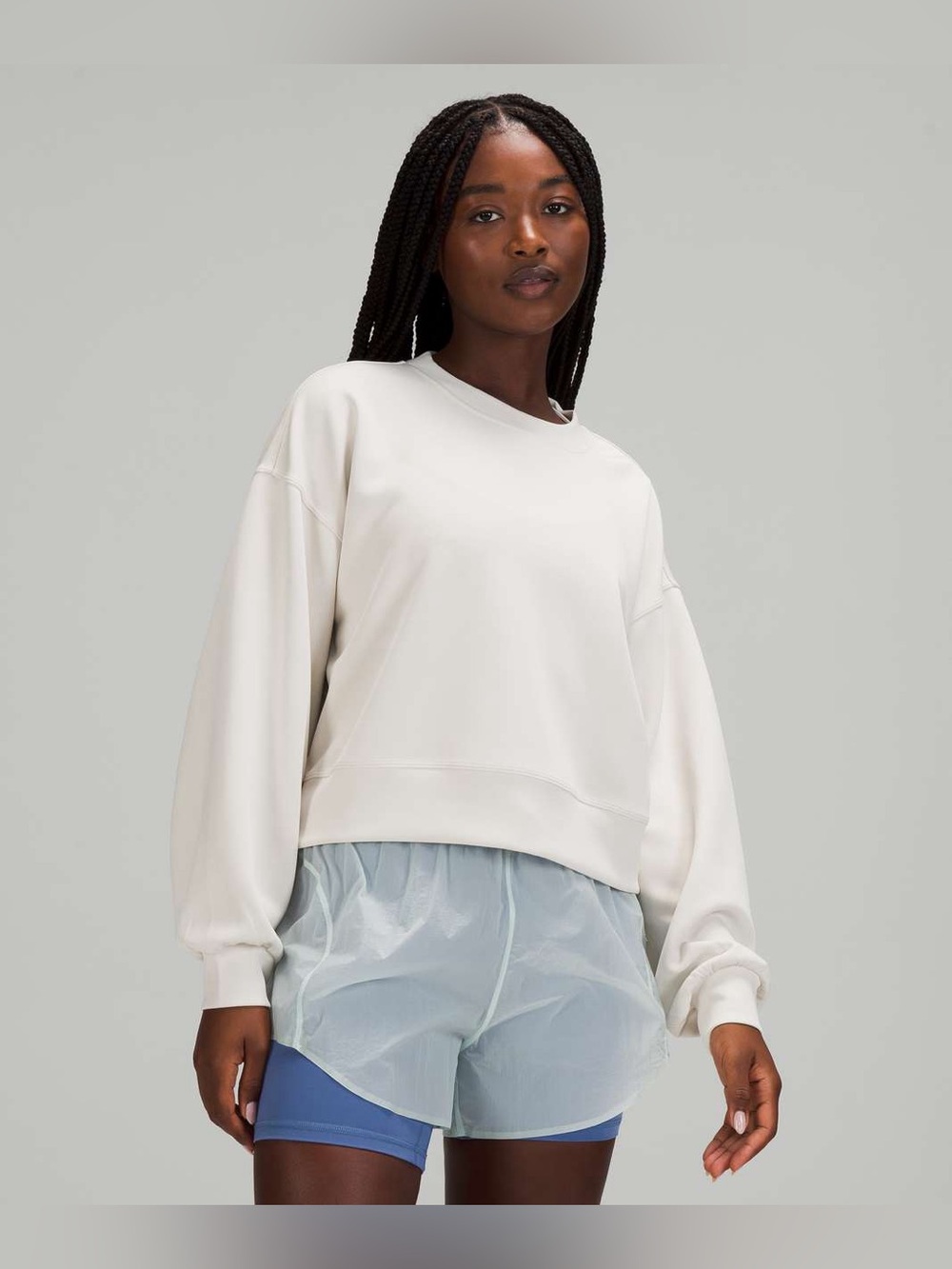 Lululemon Perfectly Oversized Cropped Crew *Softstreme™ White Opal